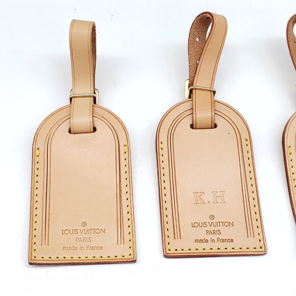 Authentic Louis Vuitton 3 Tan Luggage / Name Tags With Initials LC45-121025 - Picture 5 of 9